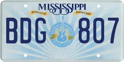 MS license plate BDG807