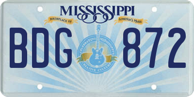 MS license plate BDG872