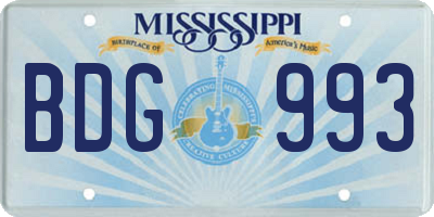 MS license plate BDG993