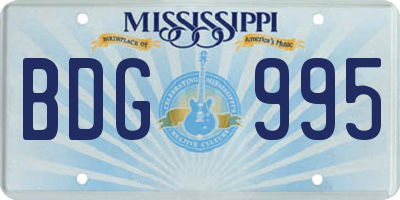 MS license plate BDG995