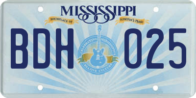 MS license plate BDH025