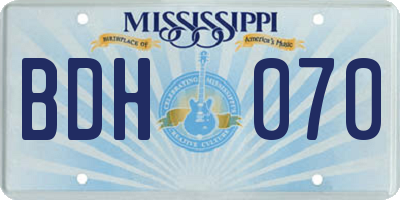 MS license plate BDH070