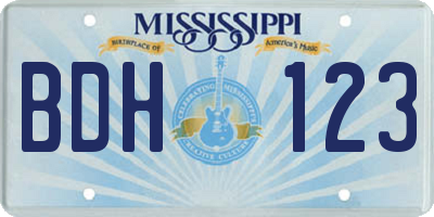 MS license plate BDH123