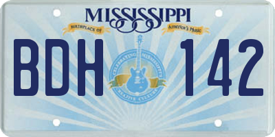 MS license plate BDH142