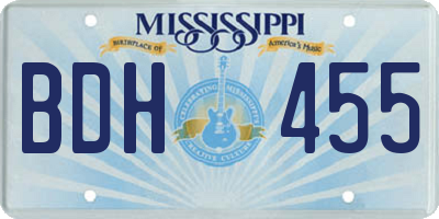 MS license plate BDH455
