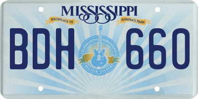 MS license plate BDH660