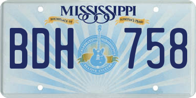 MS license plate BDH758
