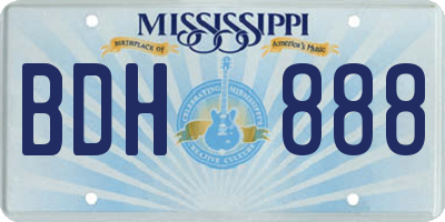 MS license plate BDH888