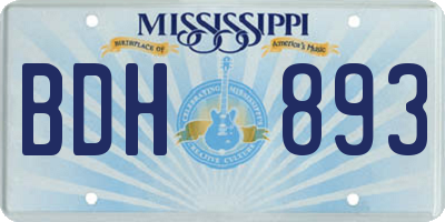 MS license plate BDH893