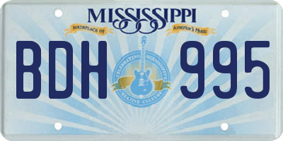 MS license plate BDH995