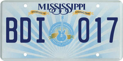 MS license plate BDI017
