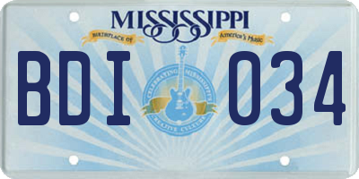 MS license plate BDI034