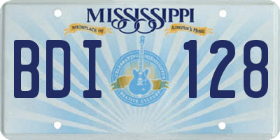 MS license plate BDI128