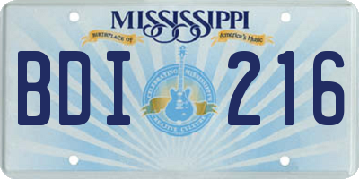 MS license plate BDI216