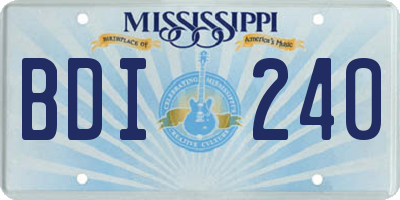 MS license plate BDI240