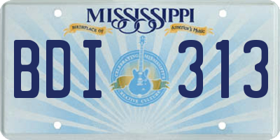 MS license plate BDI313