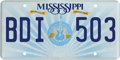 MS license plate BDI503