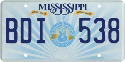 MS license plate BDI538