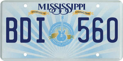 MS license plate BDI560