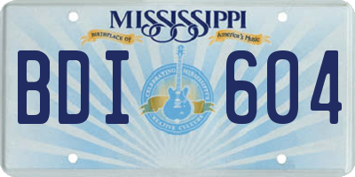 MS license plate BDI604