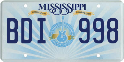 MS license plate BDI998