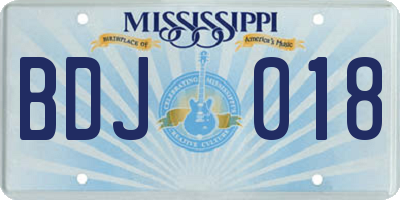 MS license plate BDJ018