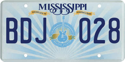 MS license plate BDJ028