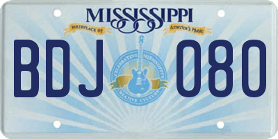 MS license plate BDJ080