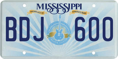 MS license plate BDJ600