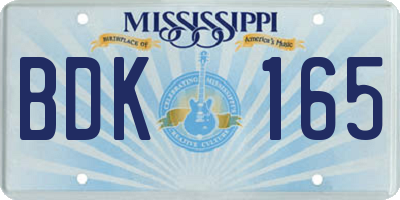 MS license plate BDK165