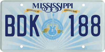 MS license plate BDK188