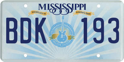 MS license plate BDK193
