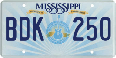 MS license plate BDK250