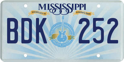 MS license plate BDK252