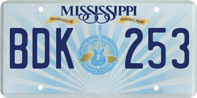 MS license plate BDK253