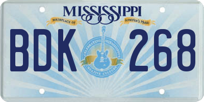 MS license plate BDK268