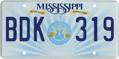 MS license plate BDK319