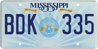MS license plate BDK335