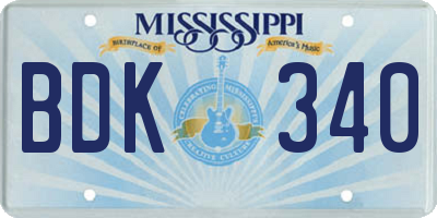 MS license plate BDK340