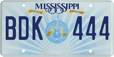 MS license plate BDK444