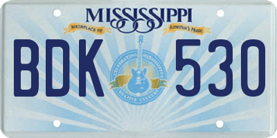 MS license plate BDK530