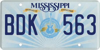 MS license plate BDK563