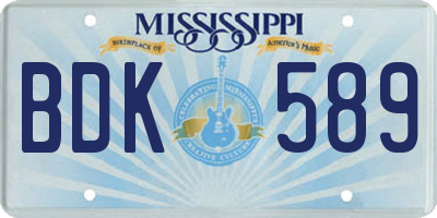 MS license plate BDK589