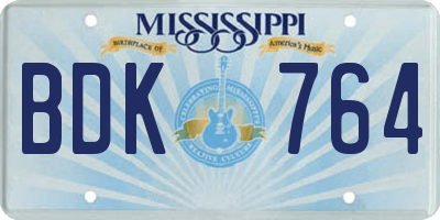 MS license plate BDK764