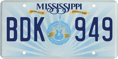 MS license plate BDK949