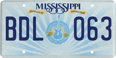 MS license plate BDL063