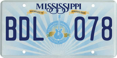 MS license plate BDL078