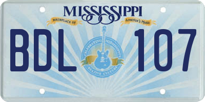 MS license plate BDL107