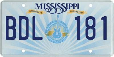 MS license plate BDL181