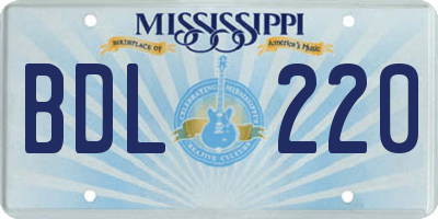 MS license plate BDL220